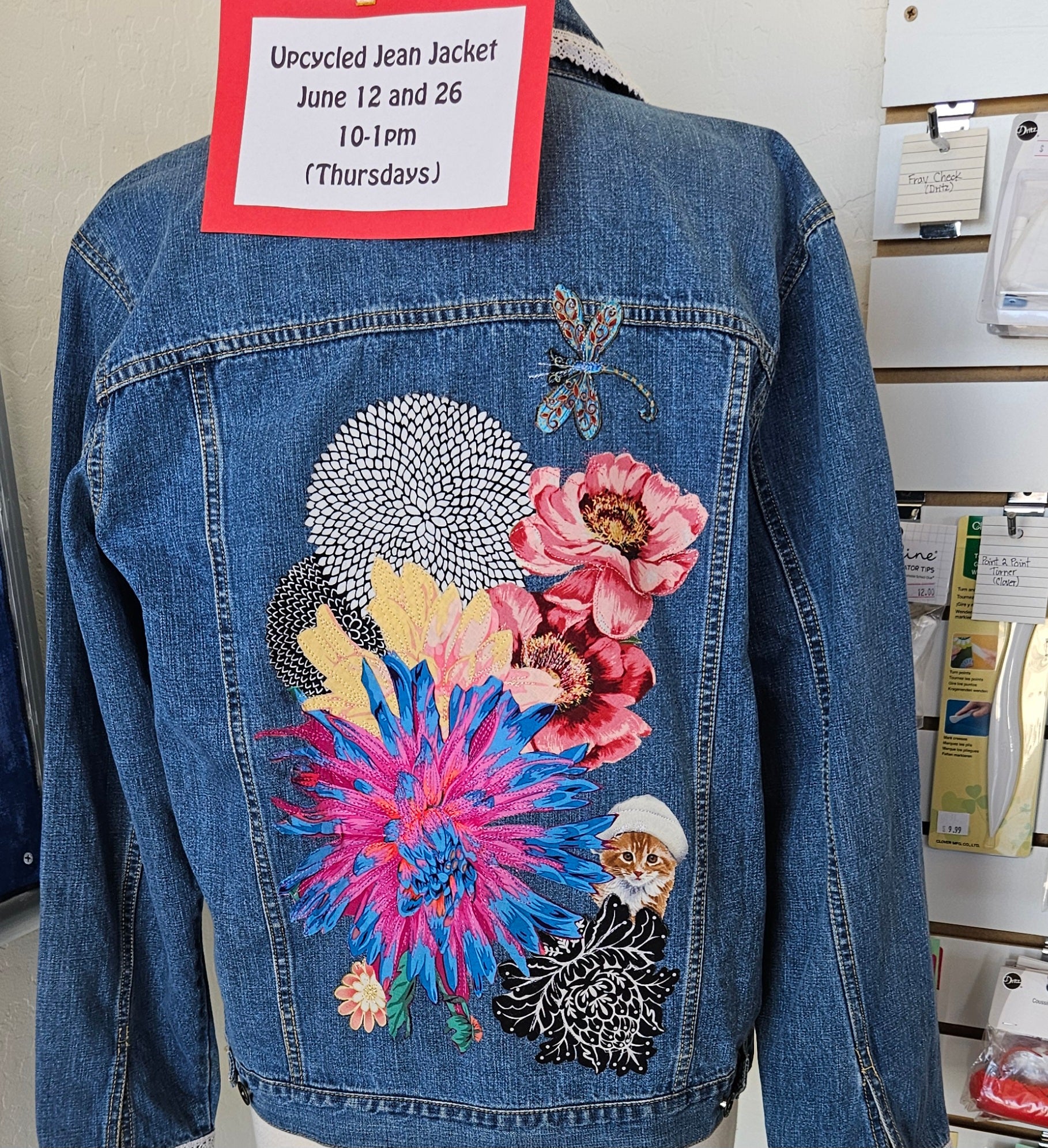 Upcycled Jean Jacket  June 12 and 26 10-1pm